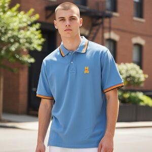 Psycho Bunny Wallis Tipped Piqué Polo In Glacial Blue